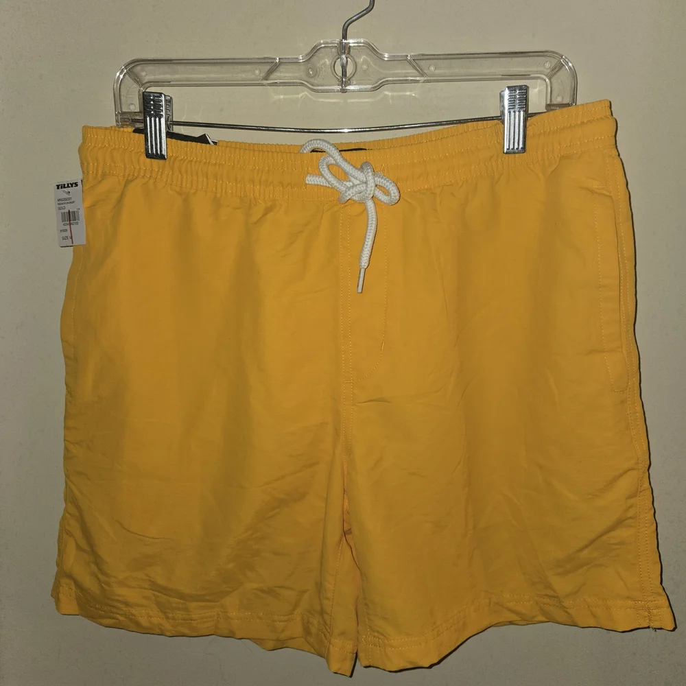 NWT RSQ Vibrant Gold Nylon Shorts Size M - Picture 1 of 6